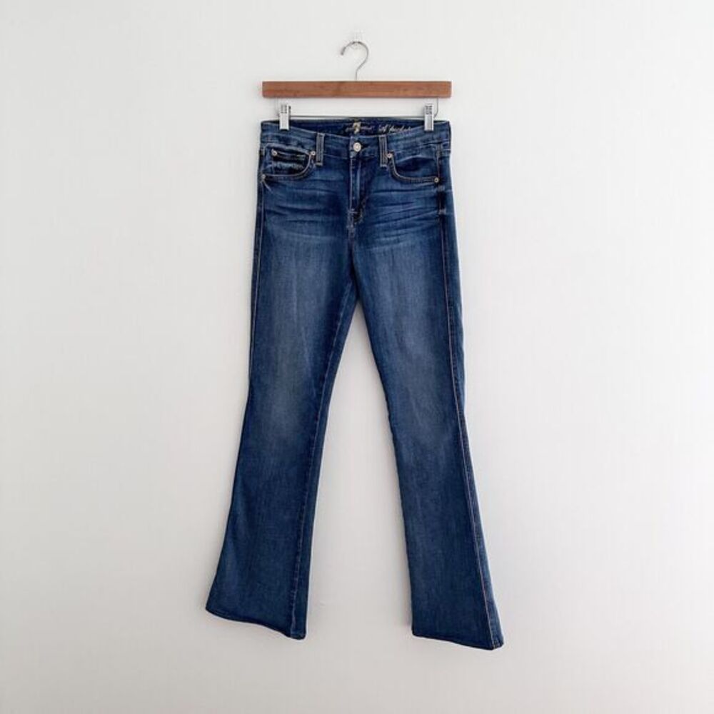 7 For All Mankind "A" Pocket Flare Jeans Medium Blue Wash Y2K Denim Size 27